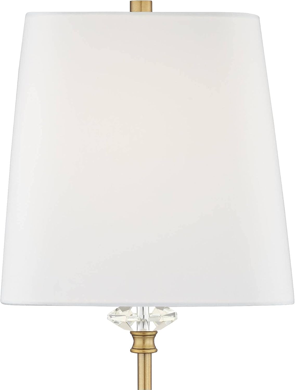 Regency Hill Julia Traditional Buffet Table Lamp 29 1/2' Tall Skinny Gold Column Clear Crystal Glass White Fabric Tapered Square Shade for Living Room Bedroom House Home Dining Family Entryway