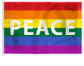 AGAS Large Rainbow Peace Pride Flag 8x12 Ft - Printed 200D Nylon - Rope Thimble Brass Grommet Stitched Edges Fade Proof Sharp Colors - Large Size Indoor/Outdoor Peace Pride flag