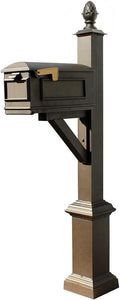 WPD-SB1-S3-LMC-BZ Westhaven Cast Aluminum Post Mount Mailbox System with Lewiston Mailbox, Square Base and Pineapple Finial, Ships in 2 Boxes, Bronze
