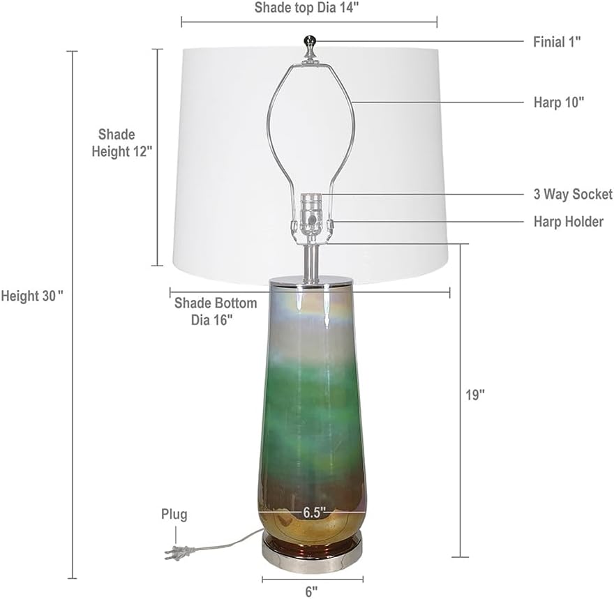 Montary 30' Artistic Aesthetics Bedside Table Lamp, Oil Painting Style Blending Glass Table Lamp for Bedroom Living Room Office College Bookcase Console Decor