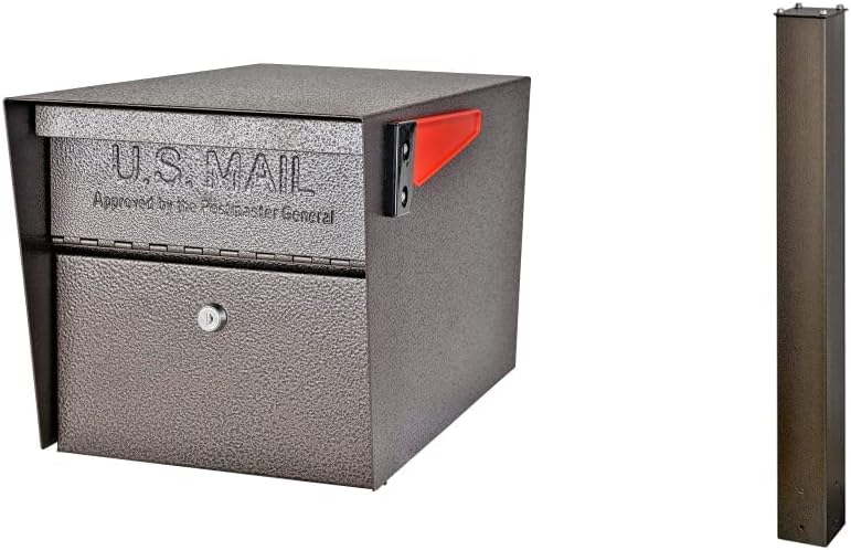 Mail Boss 7508 Bronze Locking Mailbox and 7123 In-Ground Mounting Post