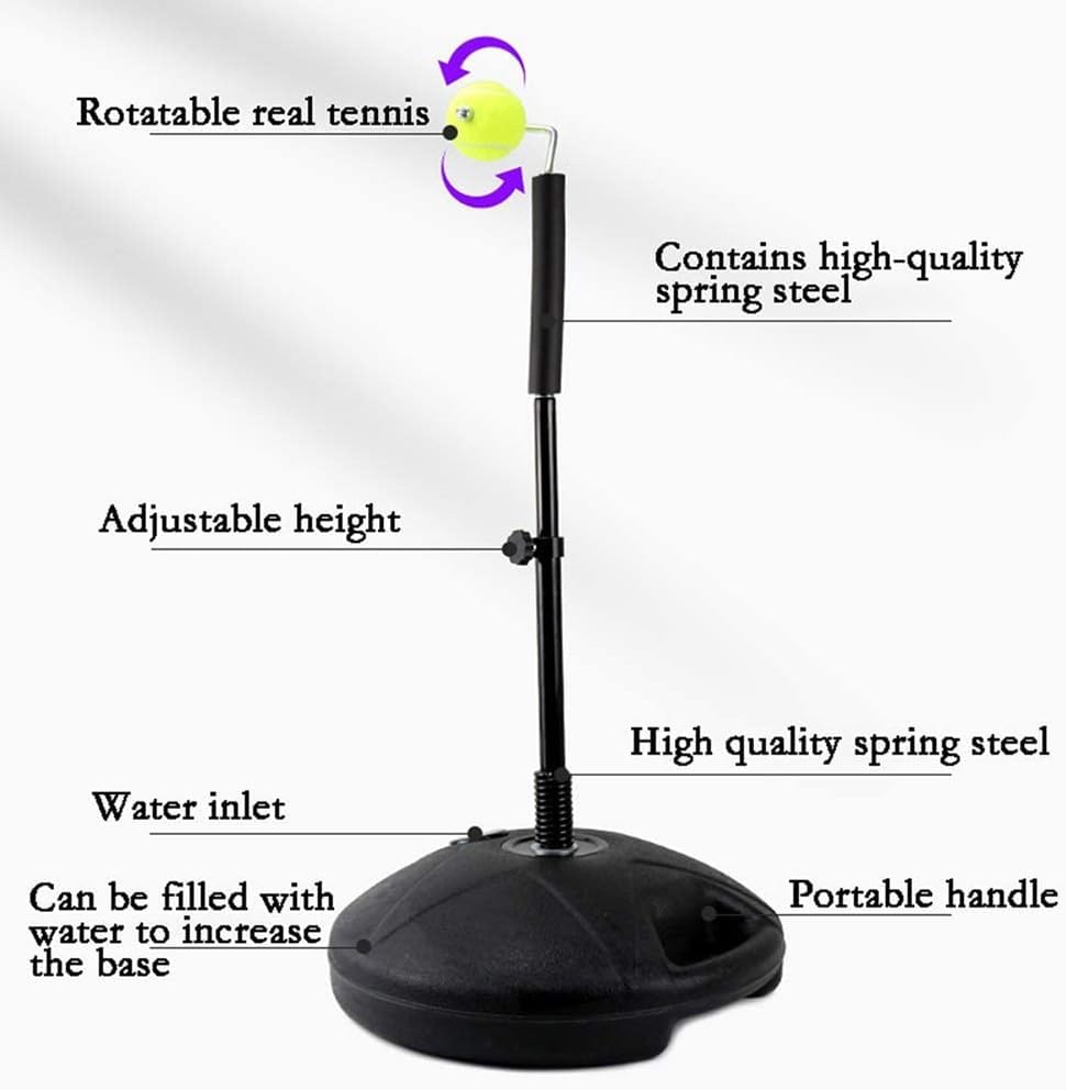 Heavy Duty Tennis Training Machine, Portable Tennis Trainer Training Kit with Handle, Single Training Tennis Trainer for Indoor and Outdoor, Adjustable Height of 68cm-100cm
