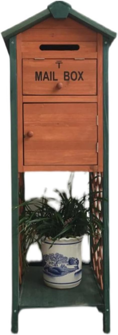 Vertical Wooden Outdoor Mailbox Creative Garden Milk Post Box, Rustic Home Street Mailbox Decoration Weatherproof Decor