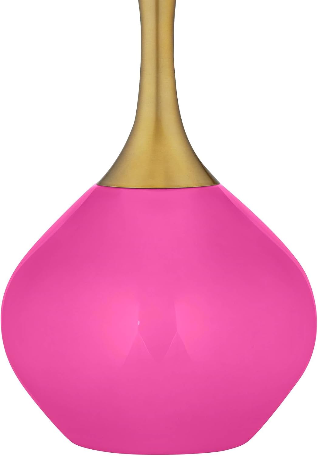 Color + Plus Nickki 30 1/2' Tall Large Mid Century Modern Glass End Table Lamp Fuchsia Pink Gold Brass Finish Metal Base Single White Shade Living Room Bedroom Bedside Nightstand House Office