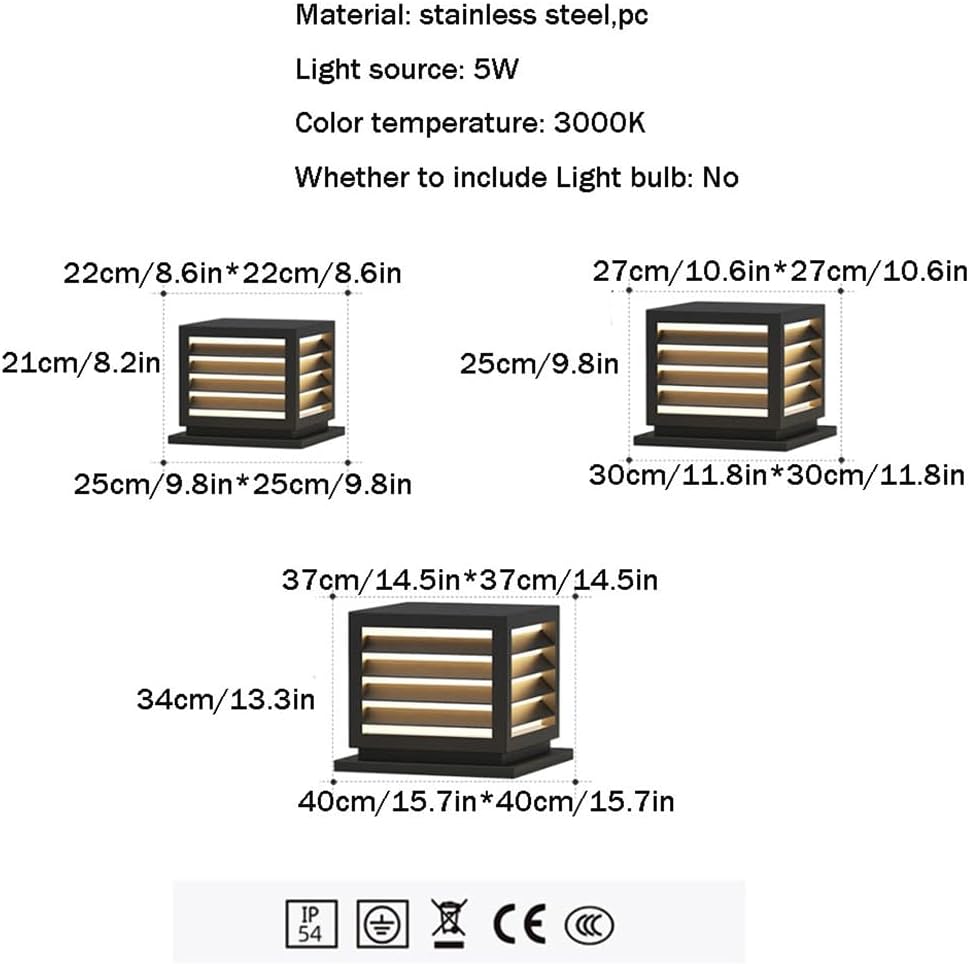 Modern Outdoor Metal Frame Column Cap Lamp for 4X4 Wooden Posts Unique Exterior Post Fixture for Garden Backyard and Porch.,25cm