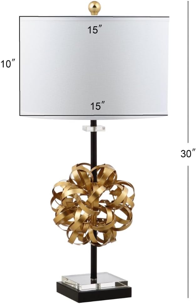 SAFAVIEH Lighting Collection Lionel Abstract Gold/ Black Ribbon 30-inch Bedroom Living Room Home Office Desk Nightstand Table Lamp Set of 2 (LED Bulbs Included)