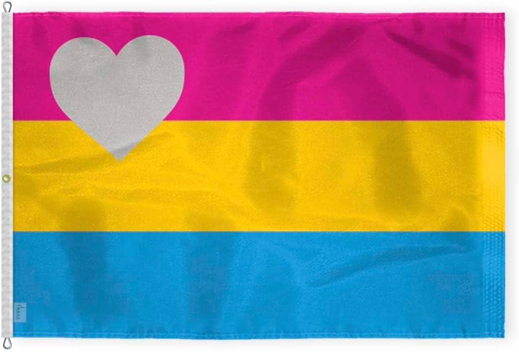 AGAS Large Panromantic Pride Flag 8x12 Ft - Printed 200D Nylon - Rope Thimble Brass Grommet Stitched Edges Fade Proof Sharp Colors - Large Size Indoor/Outdoor Panromantic Pride flag