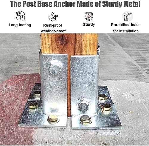 Adjustable Heavy-Duty Wood Fence Post Brackets - 4-Pack for 1.5x1.5 to 7x7 Inch Posts, Durable Mailbox & Railing Stand Base with Easy Installation Kit, Strong Half Column Support