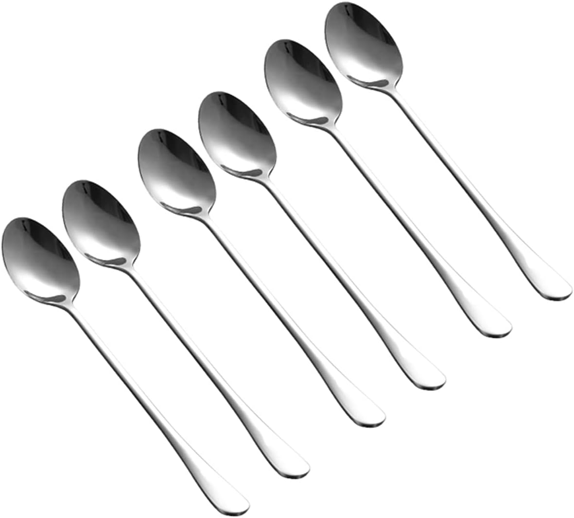Spoons 7.5-Inch Long Handle Spoons Set Espresso Spoons Ice Cream Spoon Stainless Steel Small Spoons for Dessert Flatware Set of 6 Tablespoon