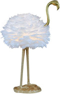 Feather Lamp Led Desk Lamp Flamingo Shape with Remote Control, Flamingo Table Lamp Feather Lamp,Bedside Table Lamp Decoration Light for Bedroom House Dining Room,(Color:White)