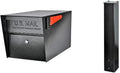 Mail Boss 7506 Mail Manager Curbside Locking Security Mailbox, Black, Large and Mail Boss 7127 Surface Mount, Black Mailbox Post
