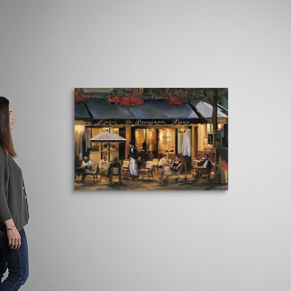 CANVAS ON DEMAND La Brasserie Canvas Wall Art Print by Marilyn Hageman, Traditional, Home Decor, Street Scene, Nature Artwork, 48' x32in
