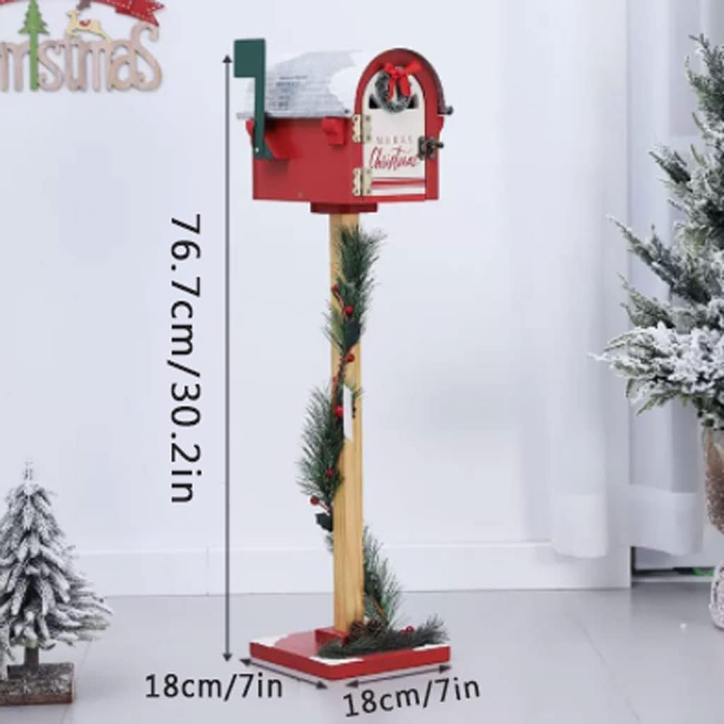 Key Drop Box Creative Mailbox Wooden Drop Box Medium Capacity Post Box Cute Christmas Parcel Box Roadside Pole Mount Mail Boxes Easy to Install