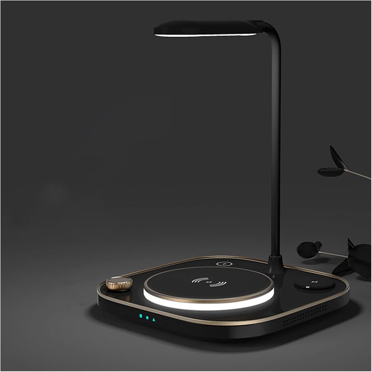 Led Office Desk Lamp Charger Lamp 15w Fast 3 in 1 Charging for Phone Watch Earphone (Color : Black)
