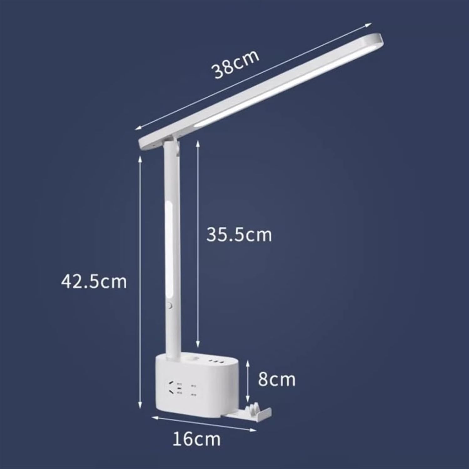 LED Desk Lamp LED Desk Lamps for Home Office - 2 USB Charging Port and AC Power Outlets, Button Switch Dimmable 3 Color Modes, Night Light and Phone Holder Desk Lamp