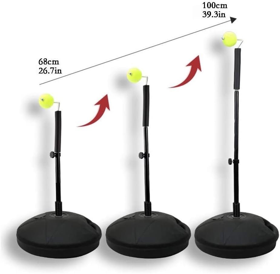 Heavy Duty Tennis Training Machine, Portable Tennis Trainer Training Kit with Handle, Single Training Tennis Trainer for Indoor and Outdoor, Adjustable Height of 68cm-100cm