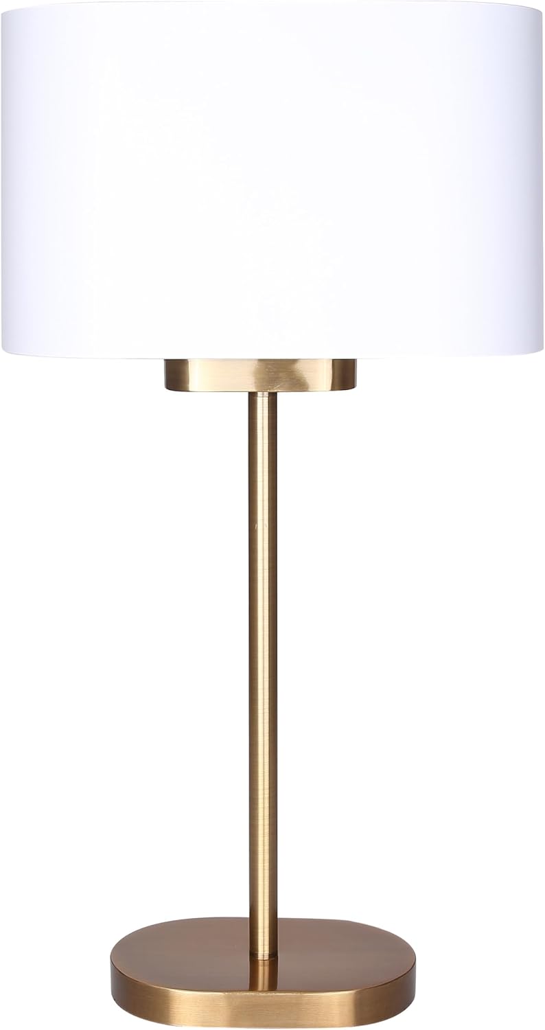 Canarm Kov 1-Light Table Lamp, 24-inch Modern White and Gold Finish with Rotary Switch for Bedroom, Living Areas or Office