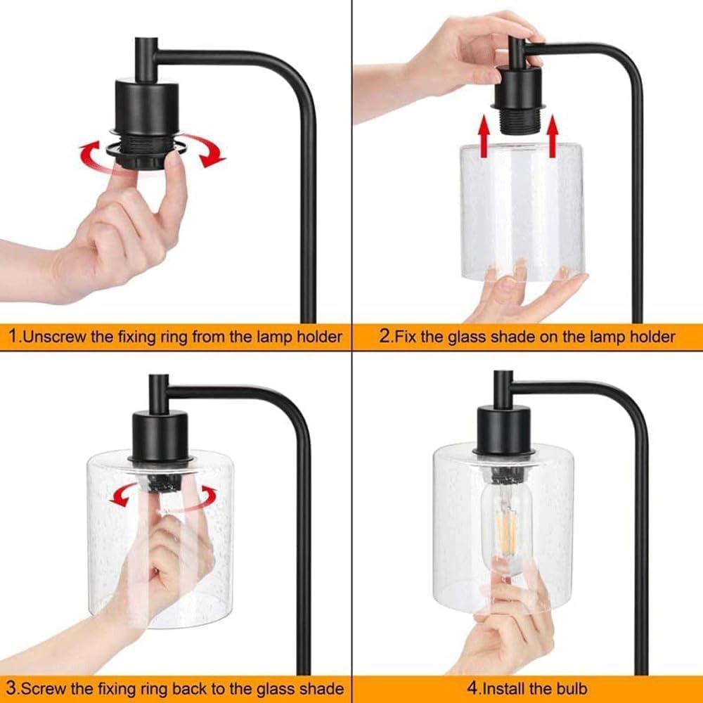 Industrial Vintage Metal Glass Desk Light Knob Dimmer Switch USB Cell Phone Charging Bedroom Bedside Desk Lamp Living Room Study Room Table Lamp Dormitory Apartment Office Lighting Fixture