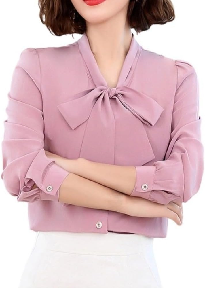Women's Silk Streamer Shirt Spring and Summer Casual Soft and Elegant Business Top