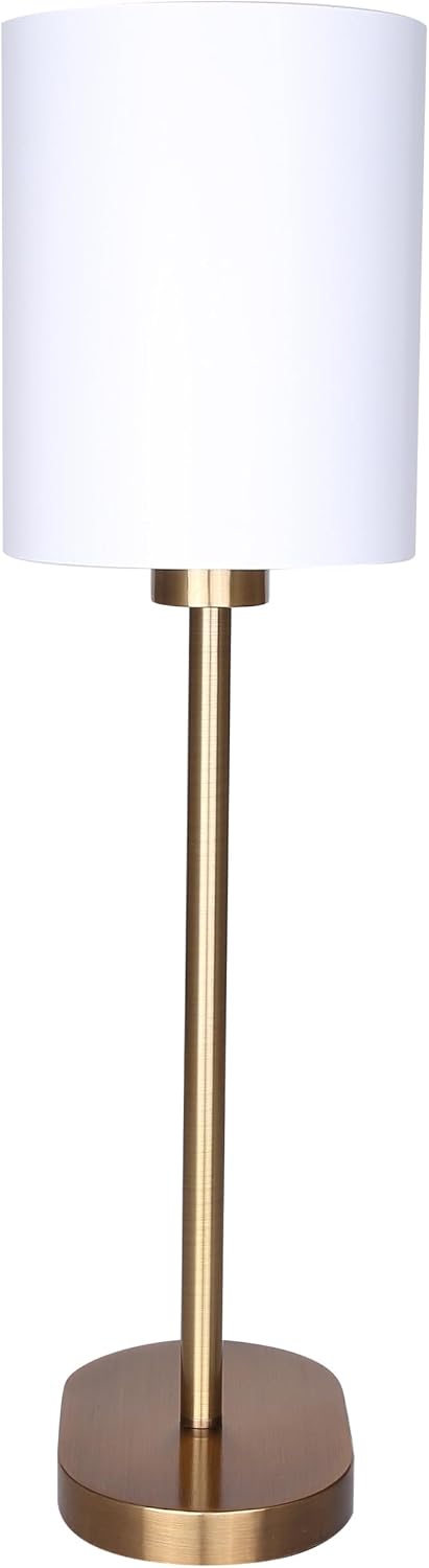 Canarm Kov 1-Light Table Lamp, 24-inch Modern White and Gold Finish with Rotary Switch for Bedroom, Living Areas or Office