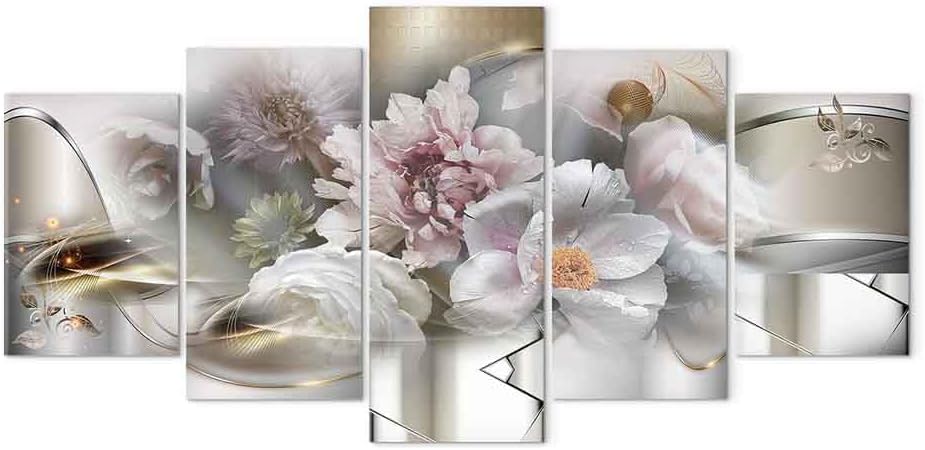 artgeist Acoustic Canvas Wall Art Print Retro Flowers 90x45 in - 5pcs Picture with Acoustic Foam Sound Print Artwork Room Acoustics Soundproofing - Peonies Floral Abstract a-C-10081-b-a