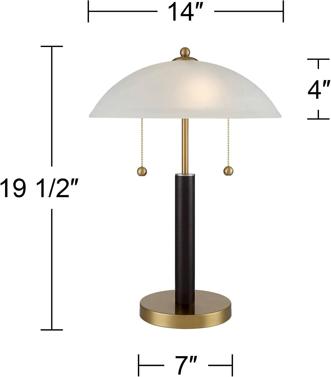 360 Lighting Orbital 19 1/2' High Small Mid Century Modern Accent Table Lamps Set of 2 Gold Wood Metal Glass White Dome Shade Living Room Bedroom Bedside Nightstand House Office Home Reading