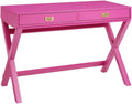 Linon PG138RSP01U Linon Home Decor Peggy Raspberry Pink Writing Desk Desk, Raspberry Pink, 44'W x 20'D x 30'H
