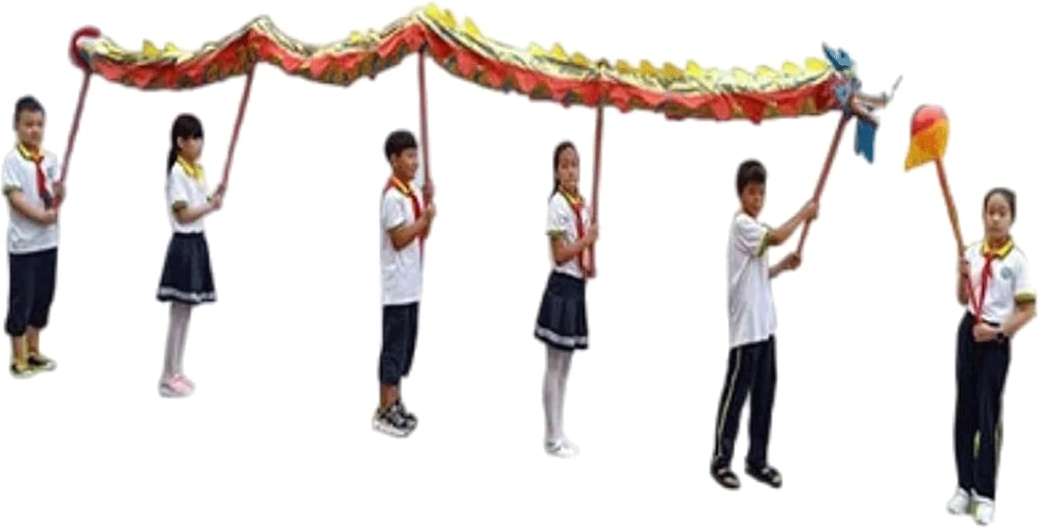 BKEKM Dragon Dance Plastic Dragon Ribbon Streamer 5 Meters Lion Dance Dragon Silk Chinese Dragon Outdoor Sports Lion Dance Set