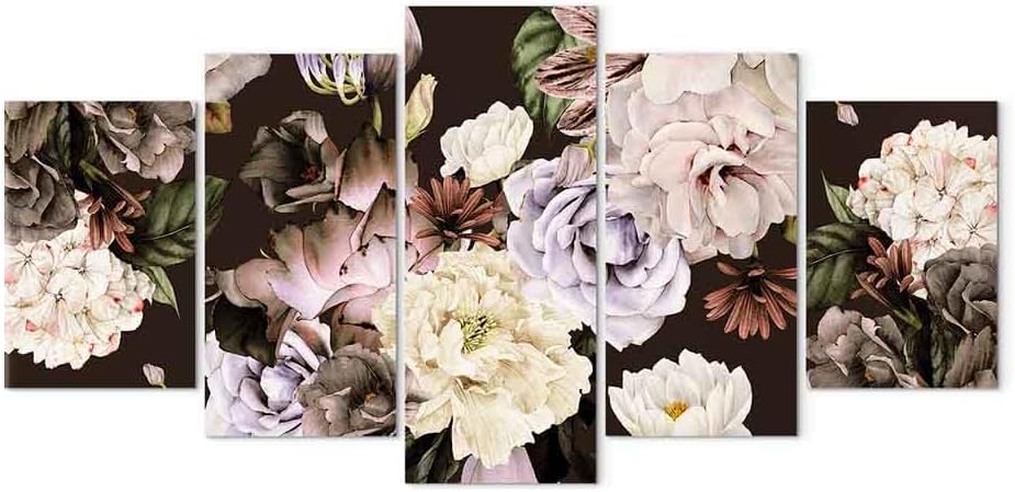 artgeist Canvas Wall Art Print Flowers 59x30 in - 5pcs Home Decor Framed Stretched Picture Photo Painting Artwork Image - Flower Nature b-C-0633-b-m