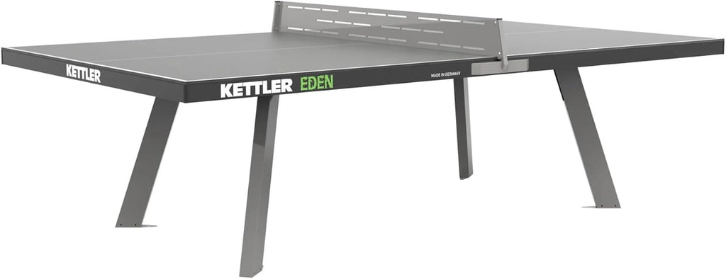 KETTLER Eden Weatherproof Stationary Outdoor Table Tennis Table with Galvanized Steel Legs and Permanent Net and Post System