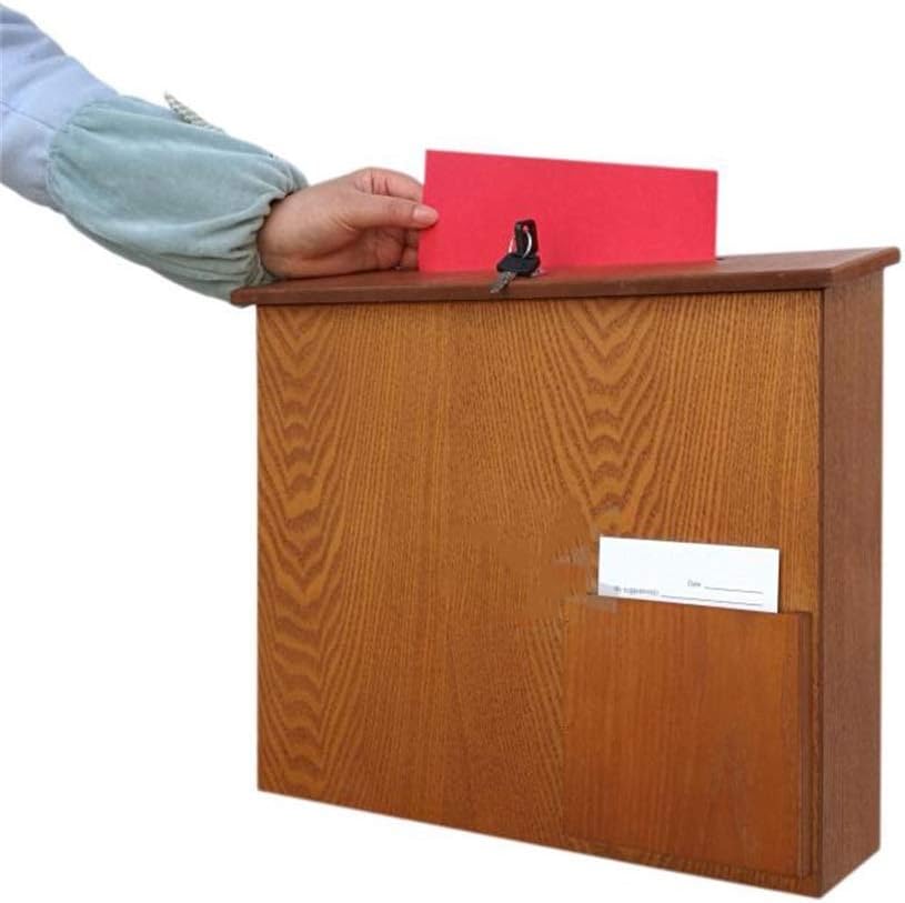 Post Box, Lockable American Style Mailbox Outdoor House Wooden Security Letterboxes for Outside Wall, Wedding