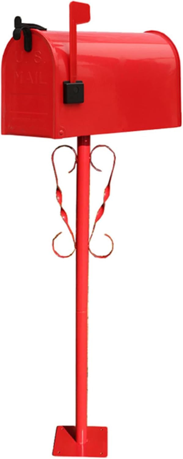 Post Box, Wall Mounted Letterbox, Letter Boxletterbox Post Mount Letterbox American Mailboxes With Stand Outdoor Garden Park Villa Metal Postbox Newspaper Letter Box Drop Box mailbox ( Color : Red Wit
