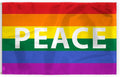 AGAS Large Peace Rainbow Pride Flag 6x10 Ft - Printed 200D Nylon - Brass Grommets Stitched Edges - Peace Pride Banner for Indoor/Outdoor