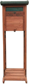 Mailbox, Waterproof Vertical Post Box Large Capacity Natural Wooden Newspaper Magazine Security Letterboxes for Outside Wall, Wedding (39.5×35.5×120cm)