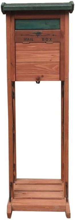 Mailbox, Waterproof Vertical Post Box Large Capacity Natural Wooden Newspaper Magazine Security Letterboxes for Outside Wall, Wedding (Color : 39.5×35.5×120cm)