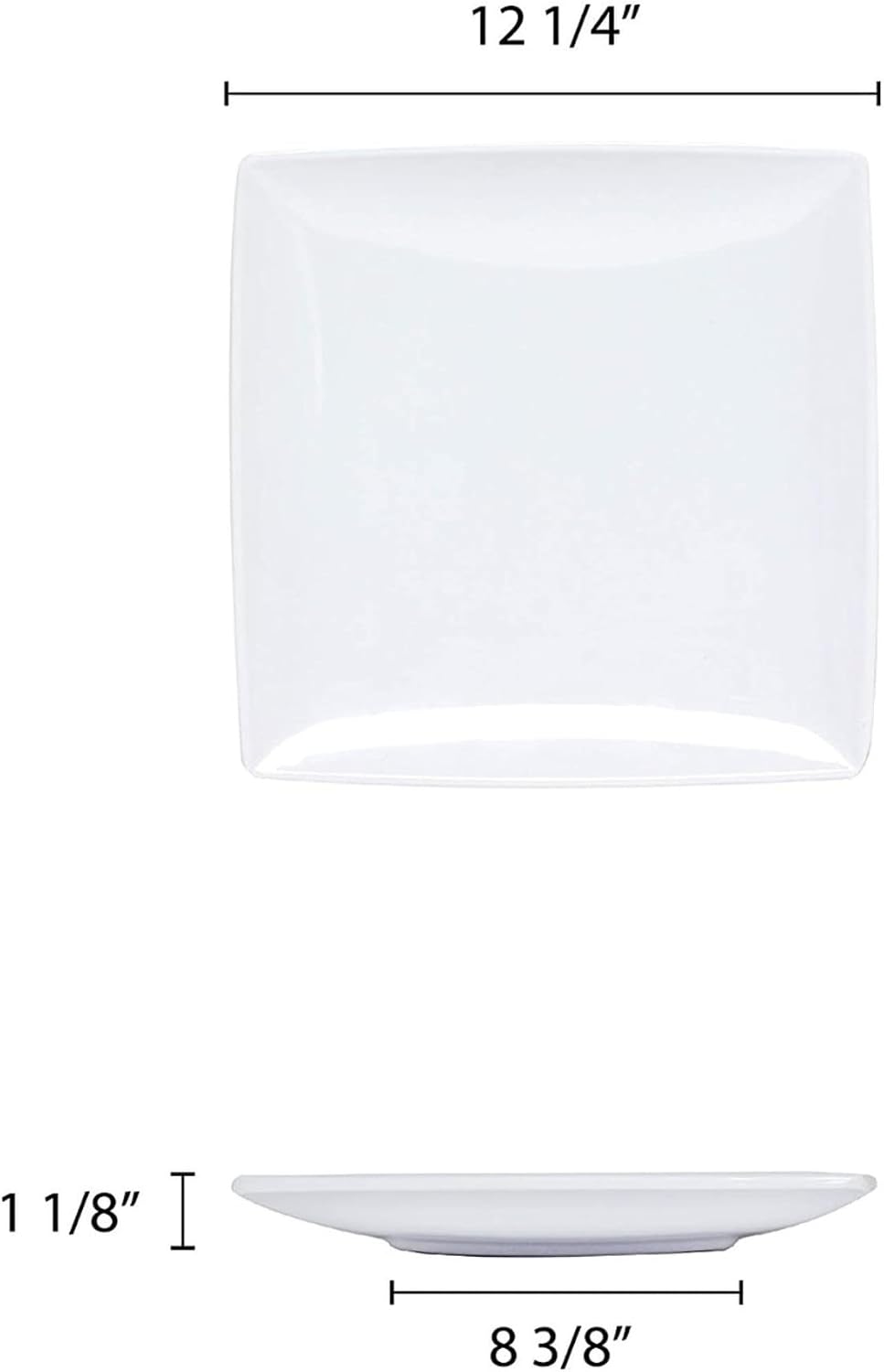 TrueCraftware- 12' x 12' Square Plate Classic White Dinnerware Melamine Set of 12- Dishwasher Safe Reusable Dinner Plates Durable Lightweight Dinnerware for Dinner Dishes