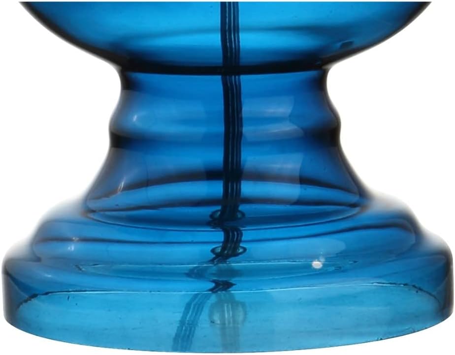 JONATHAN Y 28.5' Night Blue Glass Table Lamp Set of 2 for Living Room Bedroom Decor, Modern Bedside Lamps with White Linen Shade, LED Bulbs Included (JYL1061C-SET2)