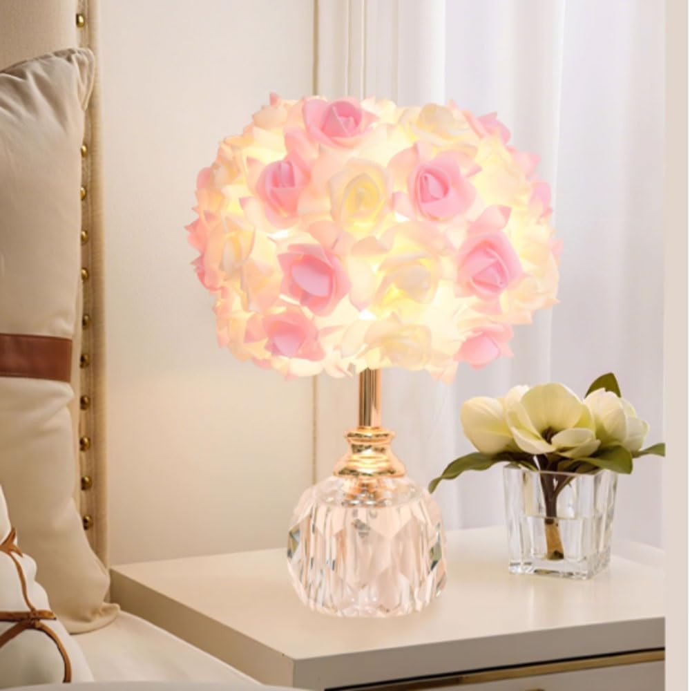 Crystal Table lamp Rose Crystal Desk LampDelicate Romantic Bedroom Bedside Creating Atmosphere Table Lamps