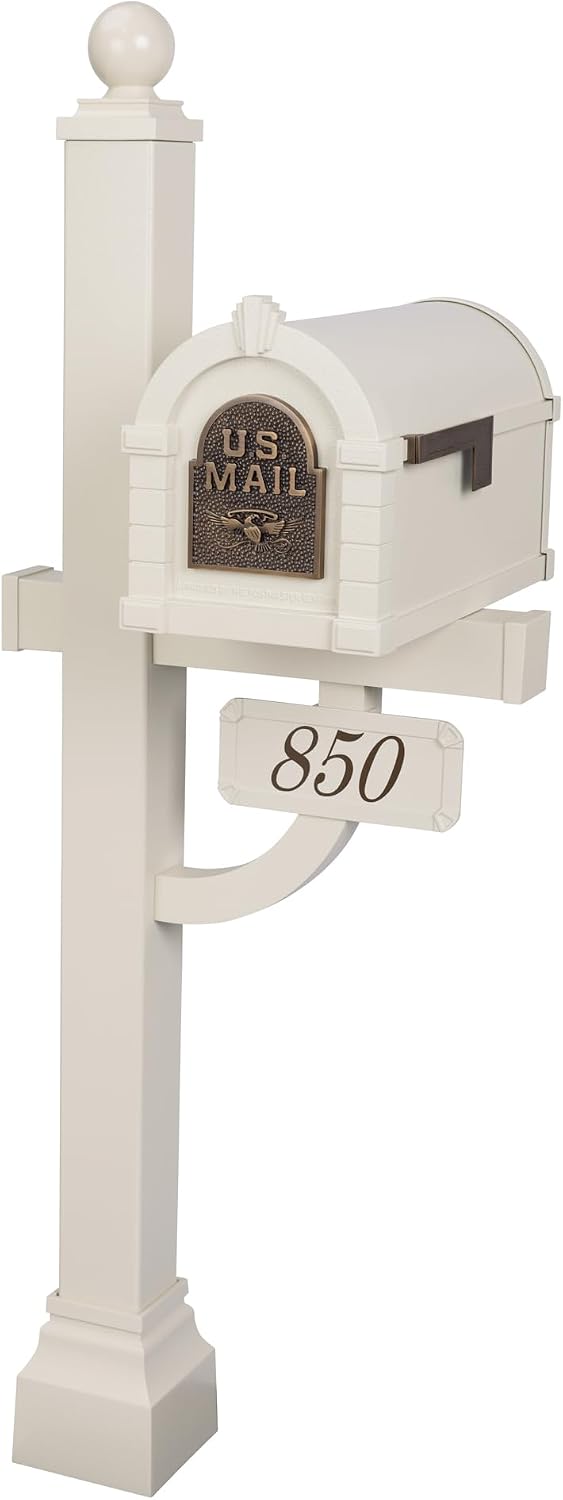 Gaines Keystone Series Mailbox - Almond with Antique Bronze Eagle
