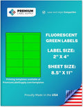 Premium Label Supply Bright Neon Color Fluorescent Stickers - 2' x 4' Labels - (Green Fluorescent, 5000 Labels)