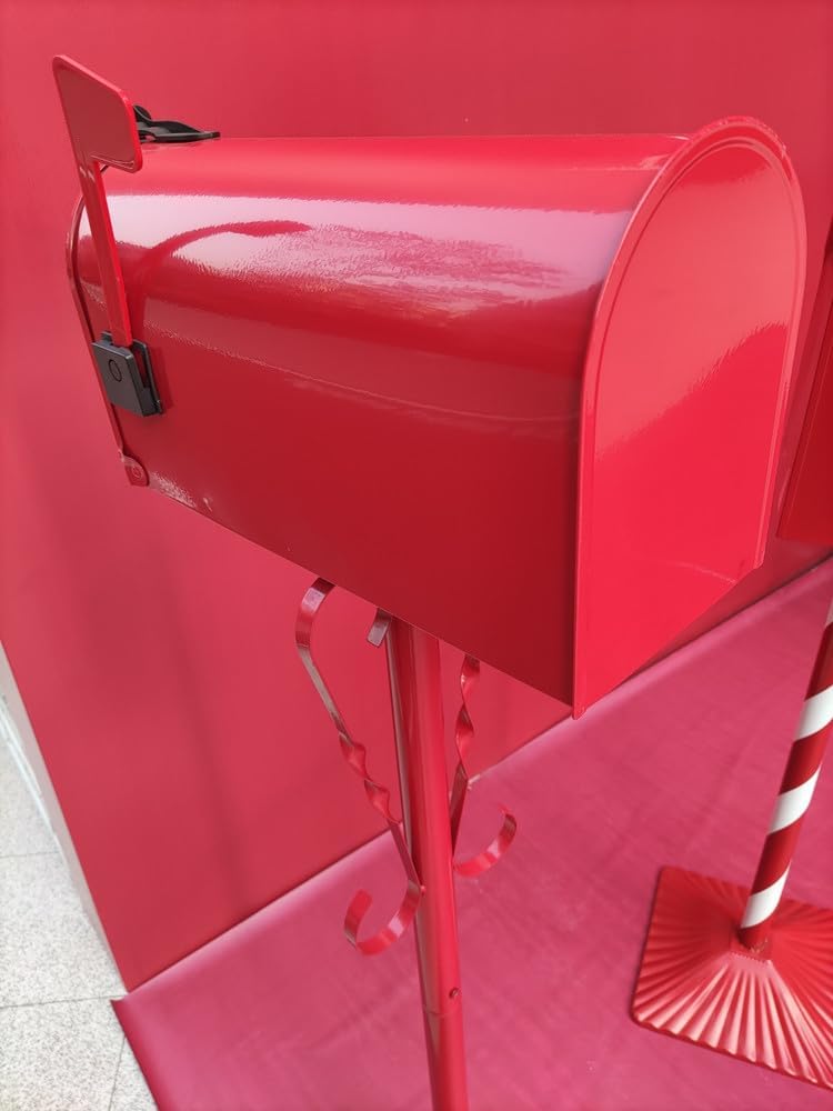 Post Box, Wall Mounted Letterbox, Letter Boxletterbox Post Mount Letterbox American Mailboxes With Stand Outdoor Garden Park Villa Metal Postbox Newspaper Letter Box Drop Box mailbox ( Color : Red Wit