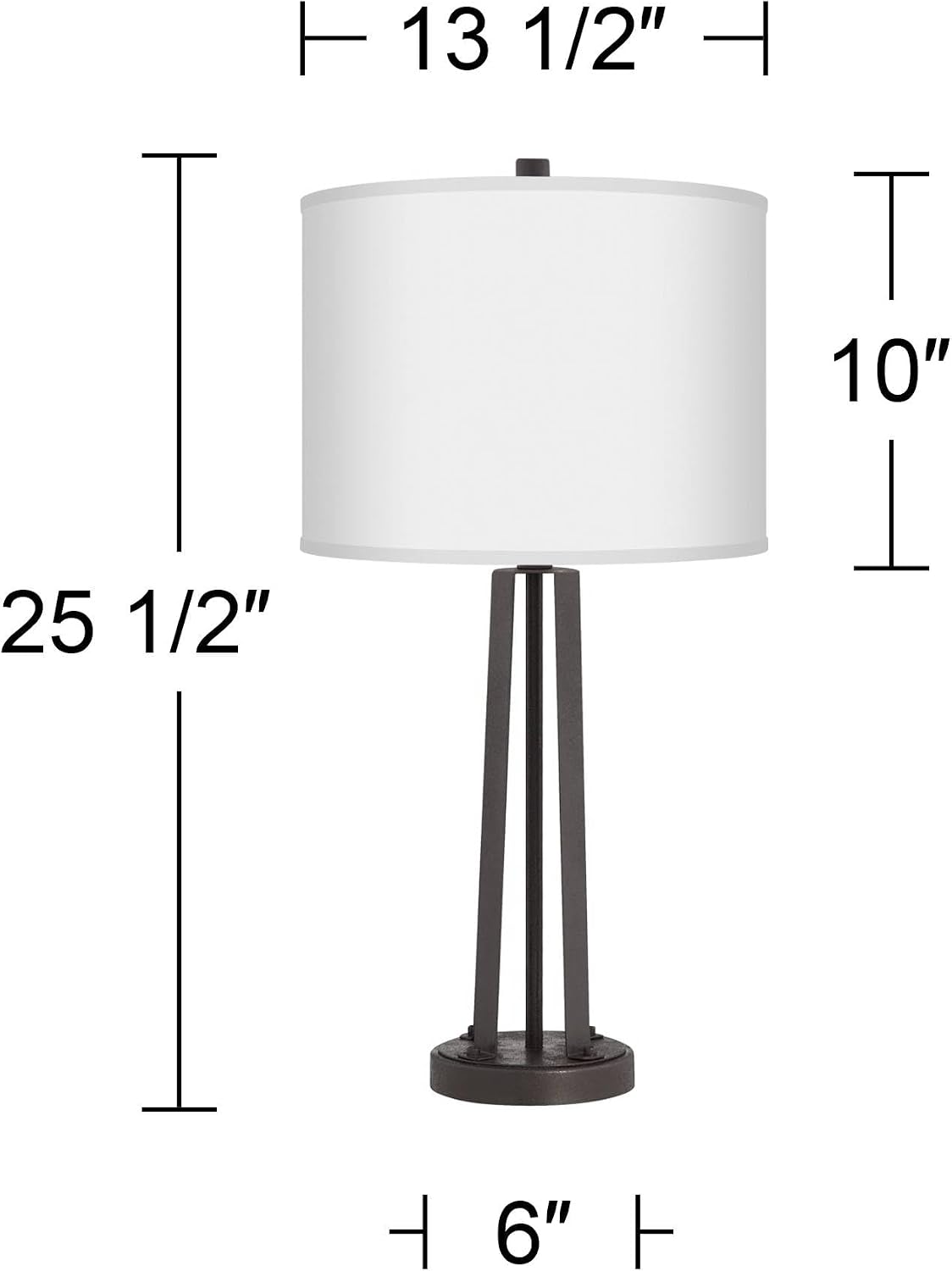 Possini Euro Design Modern Table Lamps 25 1/2' Tall Set of 2 with USB Charging Port Dark Bronze Metal Red Faux Silk Drum Shade for Bedroom Living Room House Desk Bedside Nightstand Office Family