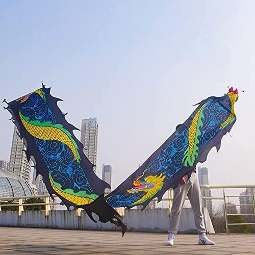 Fitness toys Dragon Ribbon Streamer,Dragon Silk Flowy,3D Colorful Dragon Silk Flowy Spinning & Shaking Poi Kungfu Dragon Dance Silk Poi For Playing/Work Out Parent-Child Game Project Outdoor Park