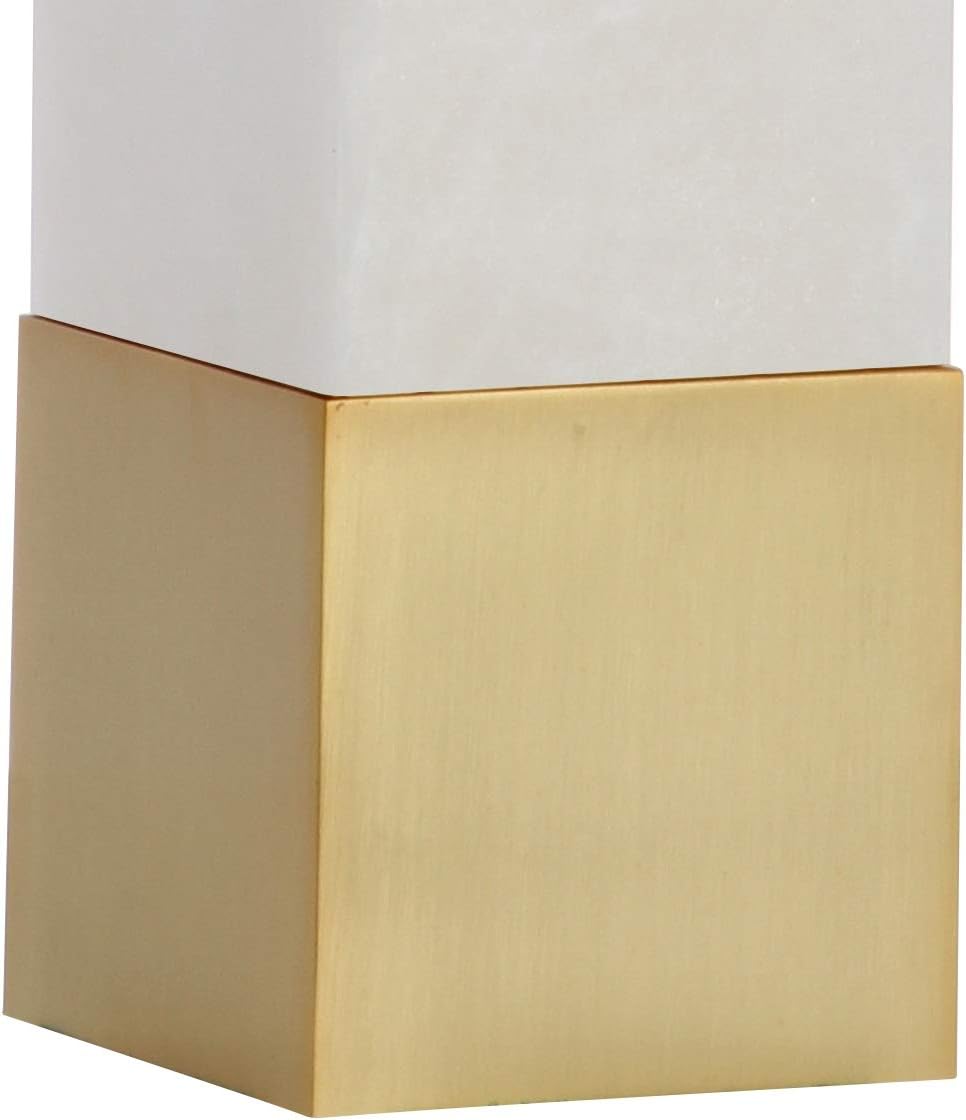 JONATHAN Y 29' Brass Gold/White Metal and Marble Table Lamp, Contemporary Transitional Bedside Lamp for Living Room, Bedroom, White Linen Rectangle Shade, LED Bulb Included JYL5009A