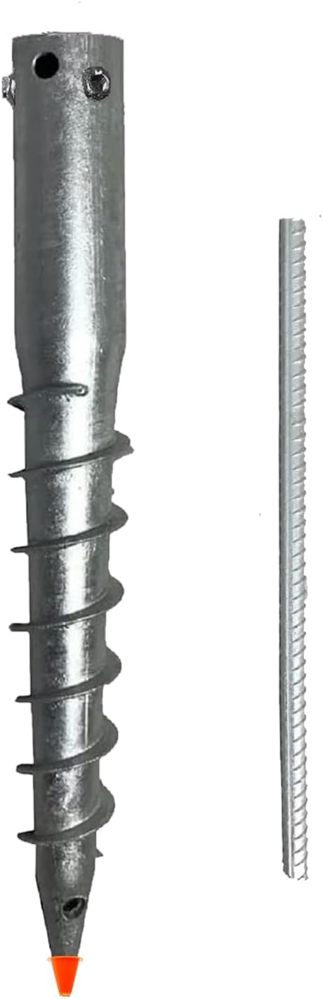 Ashman Ground Screw Round Posts (4 Pack), Outdoor No Dig Ground Screw Anchor with helical Spiral, 21' Inch Long - Fits Round Post & Flag Pole Base Ground Mount Screw in Post Stake, Mailbox Posts.