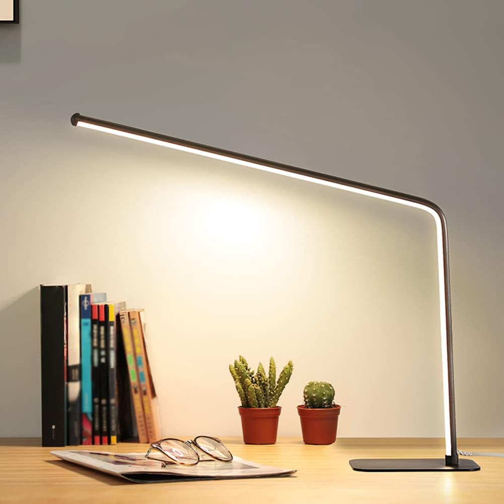 LITFAD Nordic Style LED Table Lamp Modern LED Desk Lamp Reading Light for Study Bedroom Hotel Office - 110V-120V Black Warm Light