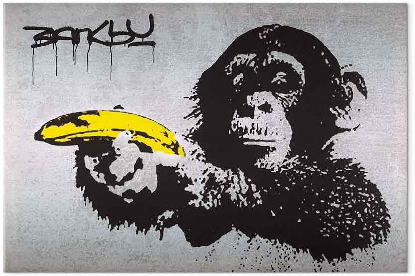 artgeist Canvas Wall Art Print Banksy 35x24 in - 1pcs Home Decor Framed Stretched Picture Photo Painting Artwork Image Street Art 030115-40