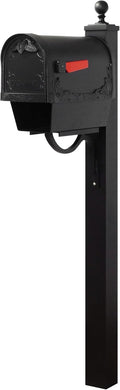 Special Lite Floral Curbside Mailbox with Paper Tube with Springfield Post - Black Aluminum Mailbox with Post - SCF2003-SPK710-BLK