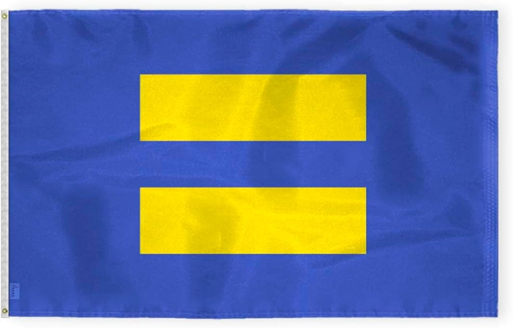 AGAS Large Equality Pride Flag 6x10 Ft - Printed 200D Nylon - Brass Grommets Stitched Edges - Equal Sign Blue Yellow Pride Banner for Indoor/Outdoor