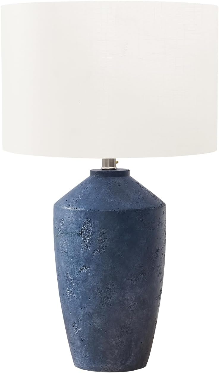 Monarch Specialties I 9889 Lighting, 25' H, Table Lamp, Blue Concrete, Ivory/Cream Shade, Contemporary, Modern